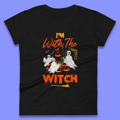 I'm With The Witch Halloween Ghosts With Jack-O-Lantern Horror Pumpkins Womens Tee T Shirt Mens Tops Unisex Top