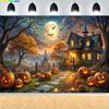 Ghosts Jack-o'-Lantern Halloween Day Photography Backdrops Castle Demon Horror Pumpkins Moon Hallows-Eve Background KB-10