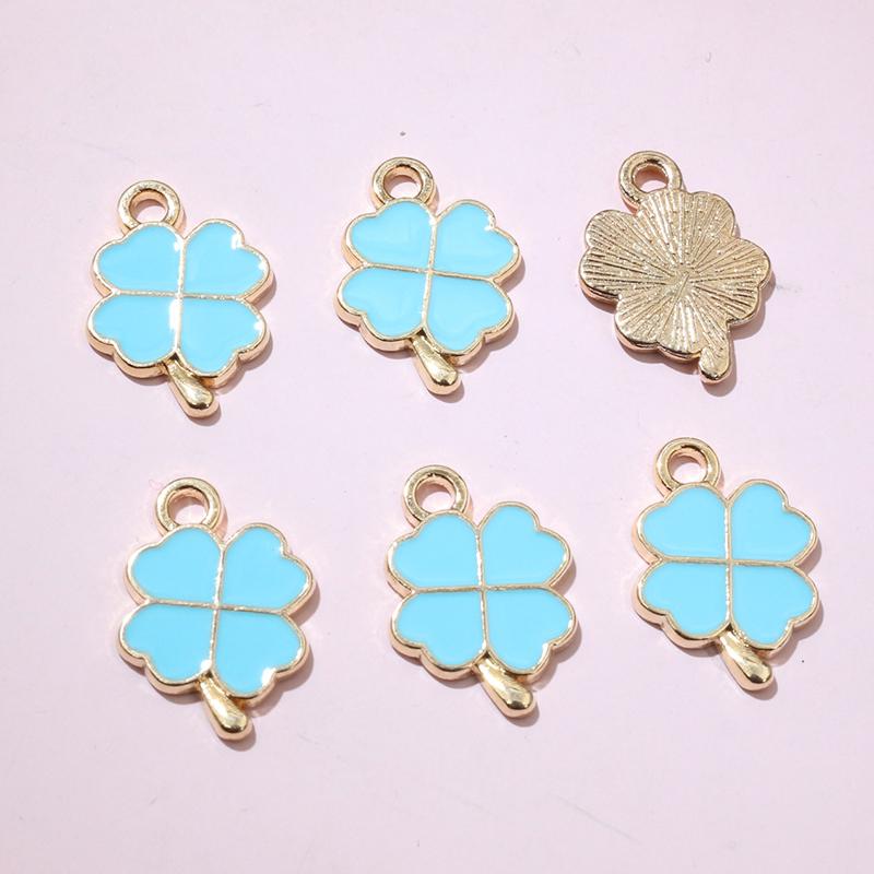 20pcs 18x12mm Enamel Clover Charms Pendant Alloy Metal DIY Jewelry Making Accessories Findingsn for Bracelet Earrings Necklace