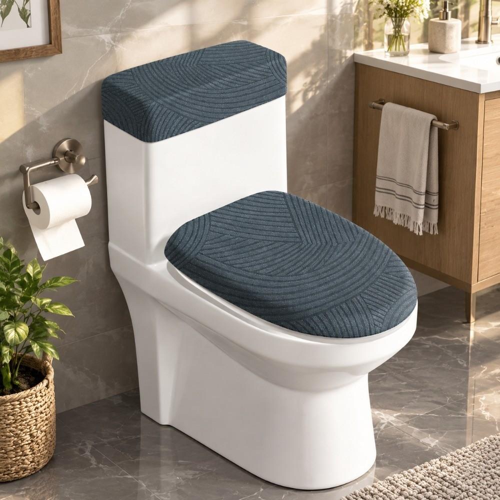 1 Set Machine Washable Toilet Seat Cover Dustproof Bathroom Toilet Cover Set Bathroom