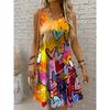Women's Mini Dress A Line Dress Summer Dress Vacation Casual Boho Wedding Regular Fit Floral Graphic Leaf Sleeveless U Neck