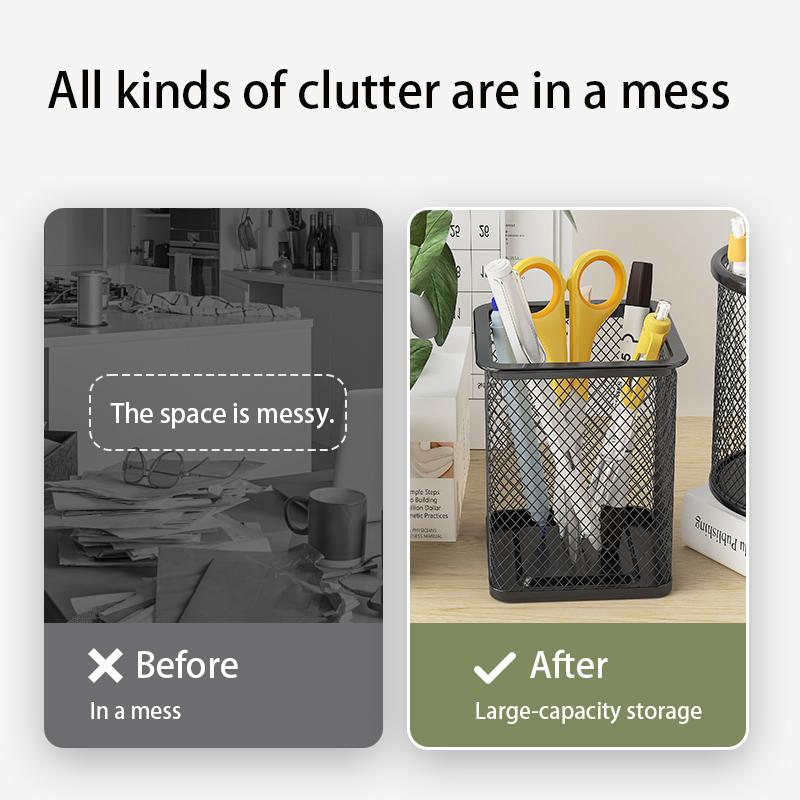 Behälter Schreibtisch-Organizer Behälter Schwarz Schreibtisch Metall Stifthalter Netz Stiftebecher Stifteetui