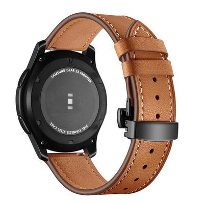 Originální kožený řemínek s motýlkovou přezkou pro hodinky Samsung/Huawei - Univerzální 20mm/22mm