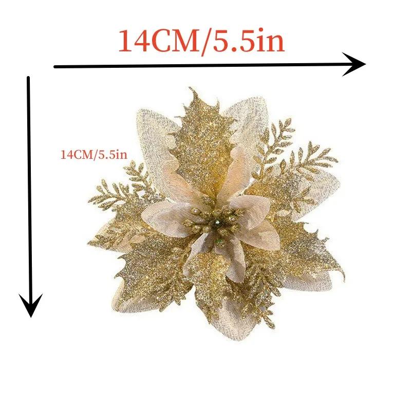 20PCS Four Color Flowers Christmas Flower Christmas Tree Decorations Christmas Wreath Decoration Christmas Decorations