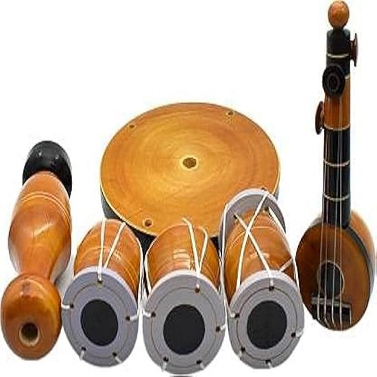 Ručně vyrobená ekologická dřevěná hudební sada s vázou, domácí dekorace