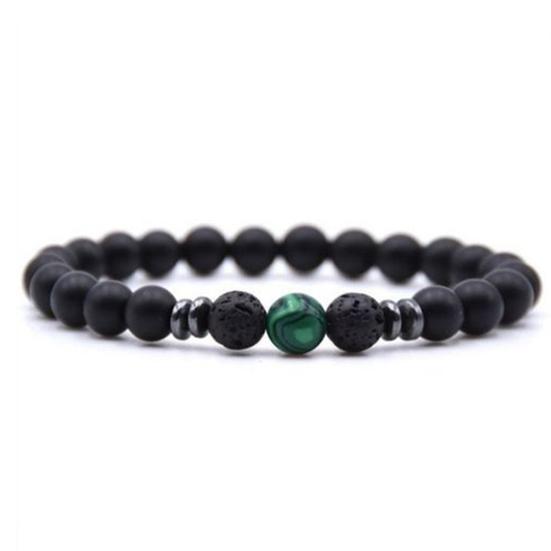 Браслет для йоги, регулируемые бусины 8 мм, натуральный матовый черный браслет из вулканического камня для женщин и мужчин, ювелирные изделия E