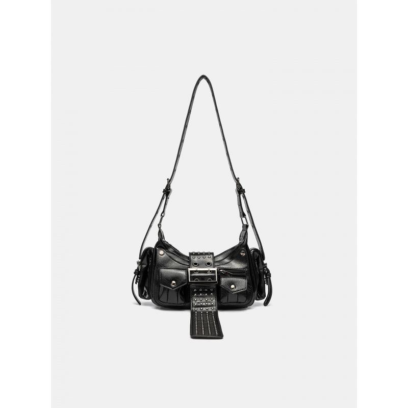 Retro Hot Girl Motorcycle Rivet Bag - Women's 2026 Fashion Single Shoulder & Crossbody Versatile Casual Bag