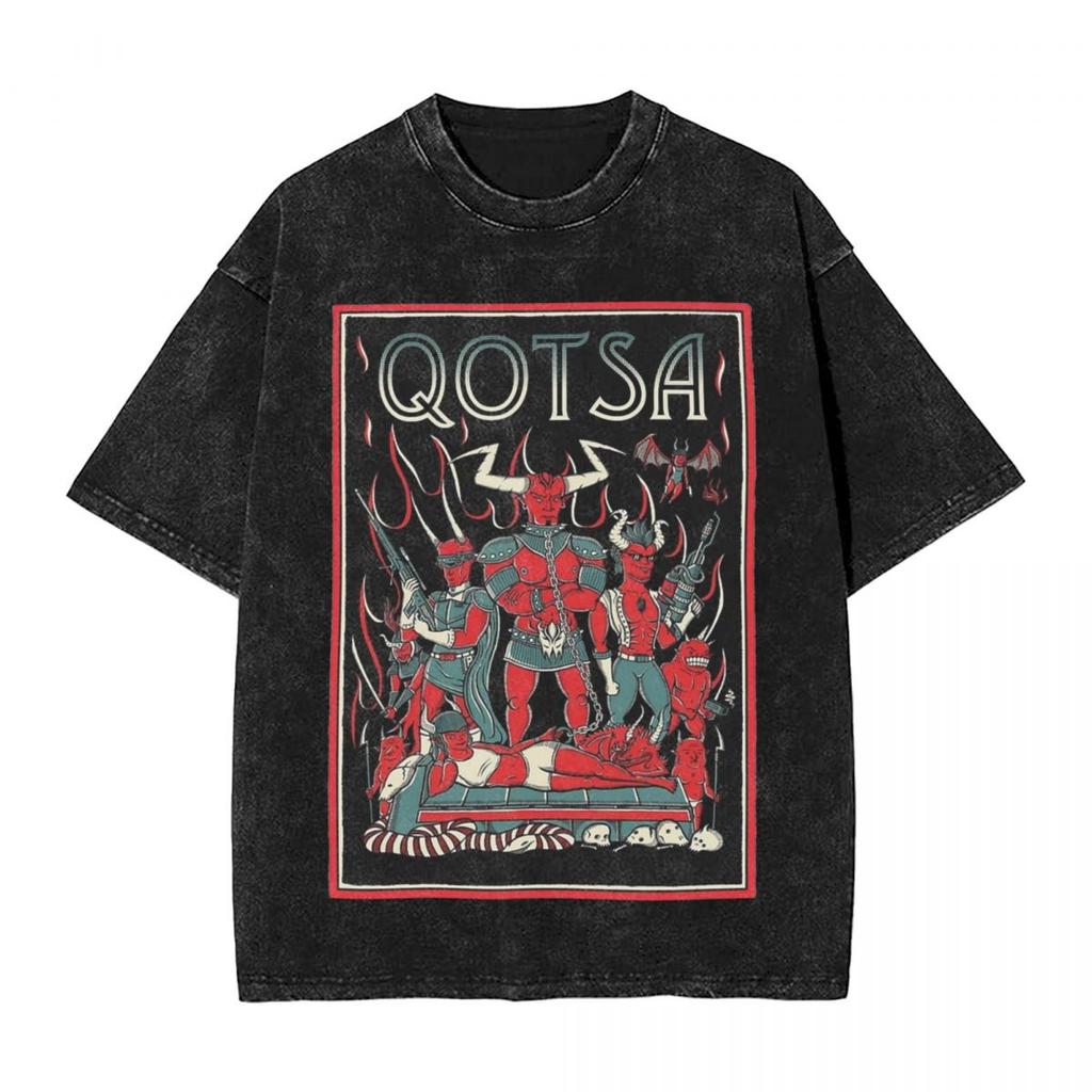 Vintage gewaschenes T-Shirt Kyuss Queens Of The Stone Age Einfache T-Shirts Beliebtes T-Shirt für Männer Sommer Y2k Retro Freizeitkleidung