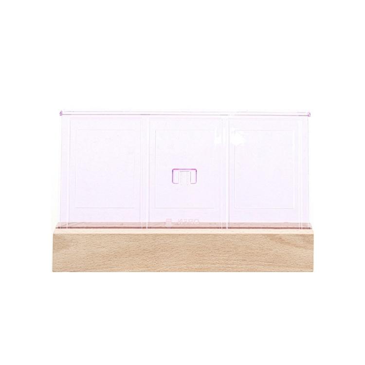 Rechargeable Glowing Acrylic Frame for 3Inch Snapshots, Triples Window, Photo Frame Stylish Desk Photo Display Stand