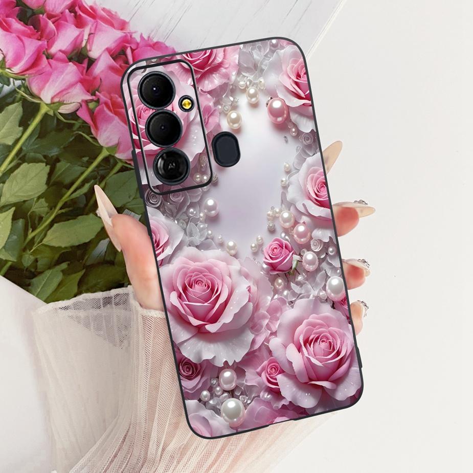For Tecno Pop 6 GO Case BE6j Cute Bow Flowers Painted Cover Soft TPU Phone Case For Tecno Pop 6 Pro BE8 Pop6 GO Back Cover Coque