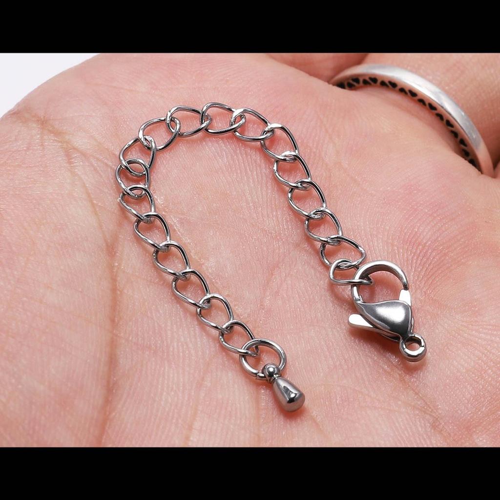 Stainless Steel Bracelet Extension Chain with Water Drop Lobster Clasp for DIY Jewelry