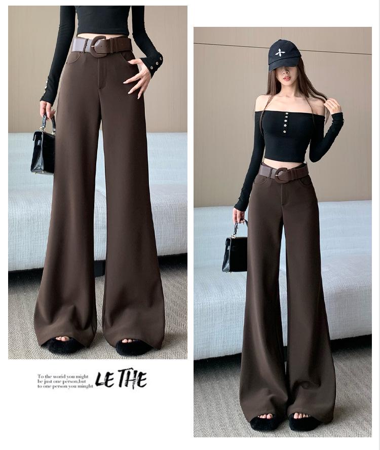 Milk Card Color Women's Wide-Leg Suit Pants, Slightly Flared, High Waist, Drapey, Floor-Length, 2026 Early Spring Fashion.