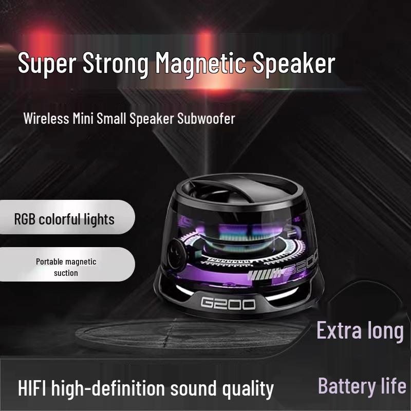 G200 Bluetooth Speaker with Magnetic Adsorption - Portable Mini Speaker with Lighting and Subwoofer