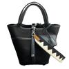 Chic Versatile Bucket Tote Bag Canvas Swift Leather Blend Single Shoulder Handbag Women
