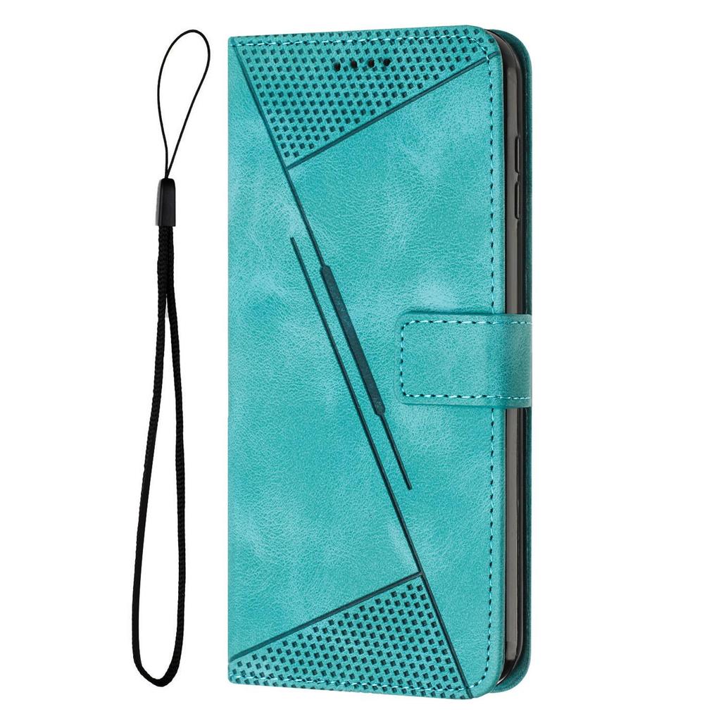 Pregede geometriske linjer Mønster Solid Skinn Telefon Lommebok Veske Bokstativ For Samsung Xiaomi Infinix Tecno Google Girls Magnetic Card Flip Cover Bag