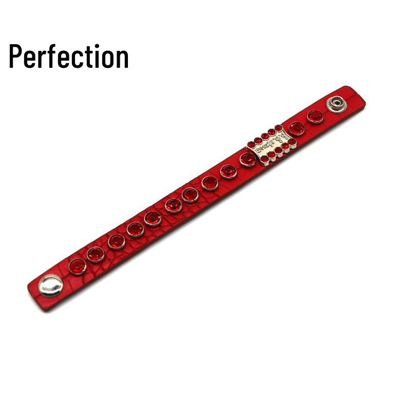 

Оригинальный ПУ браслет с инкрустацией стразами - Европейский и американский хип-хоп панк стиль