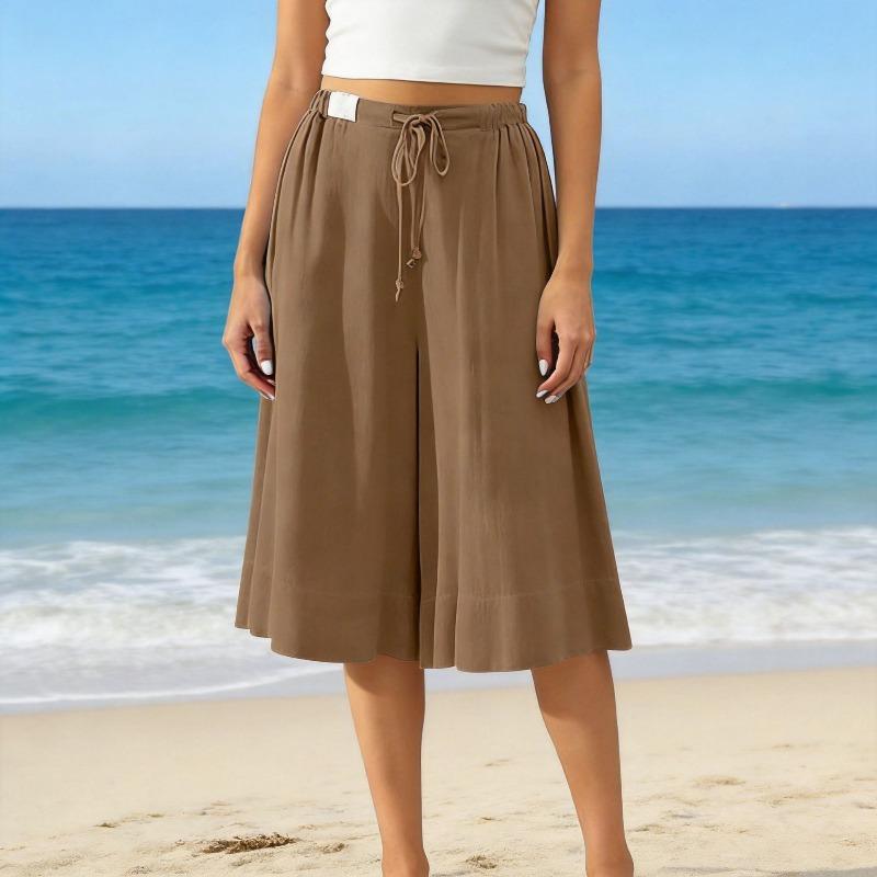 QICED Mode Dam Casual Enfärgade Tryckta Byxor & Capribyxor