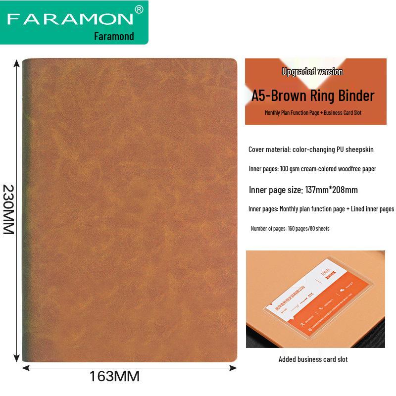 2024 A5 & B5 Loose-Leaf Business Notebook with Removable Ring Binder