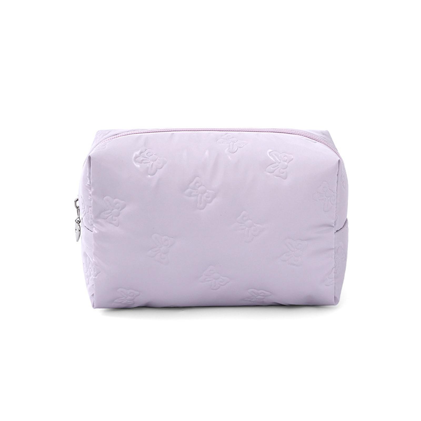 

Portable Travel Makeup Bag Embossed Pattern Cosmetic Organizer Pouch with Zipper Closure Lightweight Toiletry Storage Case for Women one size фиолетовый