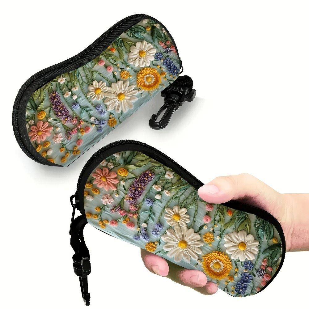 Nylon Sunglasses Storage Bag with Keyring Durable Sunglasses Pouch Portable Solid Color SunGlasses Holder Eyewear Accessories