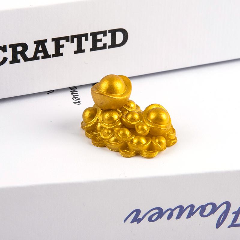 Mini Auspicious Gold Ingot Ornament Lucky Yuanbao Fengshui Decor Dollhouse Craft
