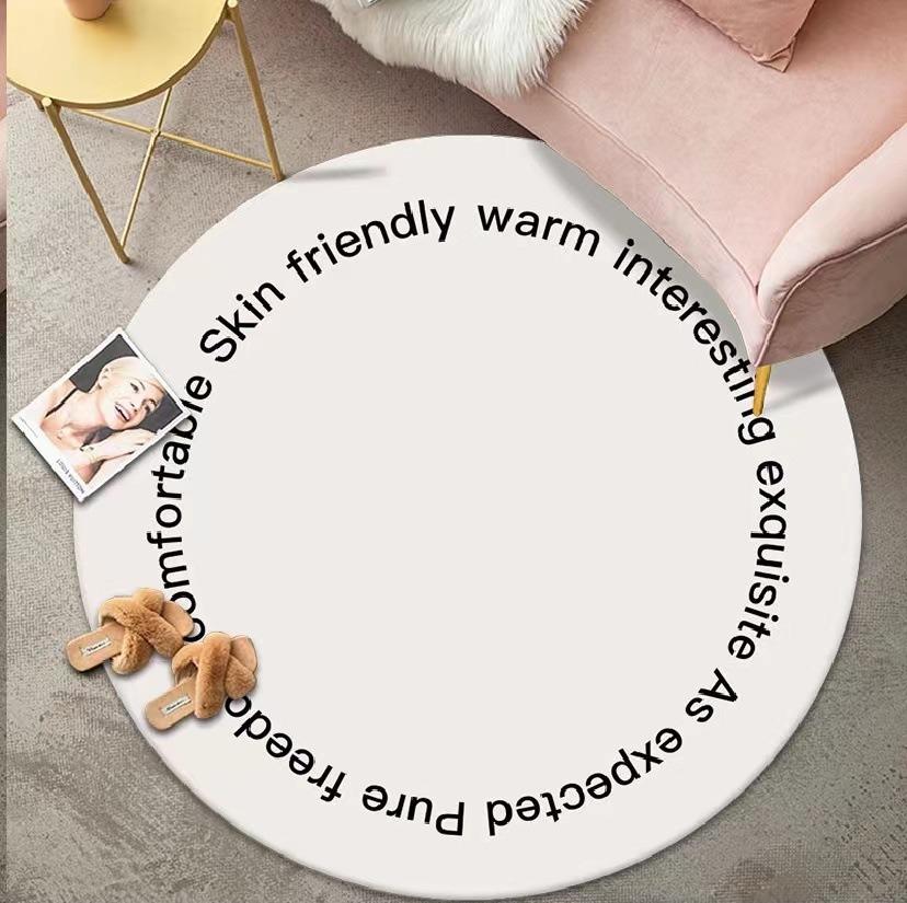 Okrągły dywanik z nowoczesnymi geometrycznymi wzorami, abstrakcyjnymi kształtami, minimalistyczny styl skandynawski, miękki, trwały, dekoracja podłogi do salonu