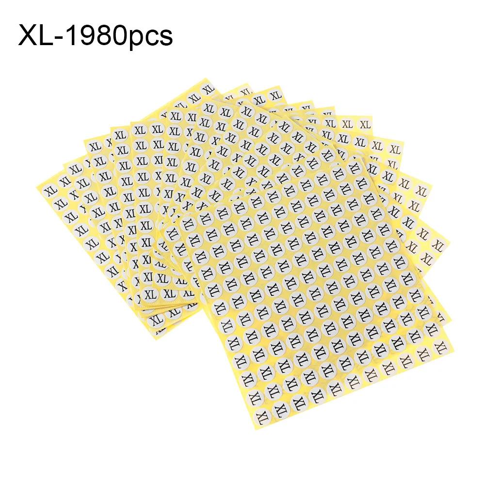 500/1980pcs paper self-adhesive size labels for clothing Garment Shoes Size Sticker tags sticker size label XS/S/M/L/XL size