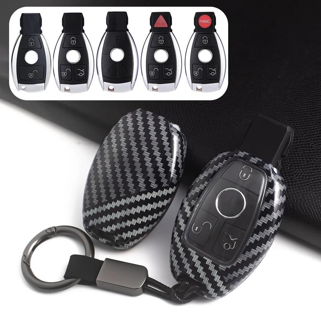 For Mercedes Benz A B C E S G M V-Class Cla Cls Gla Glc Gle Glk Gl/Gls Sl Slk Viano Metris Carbon Fiber Car Key Case Chain Cover