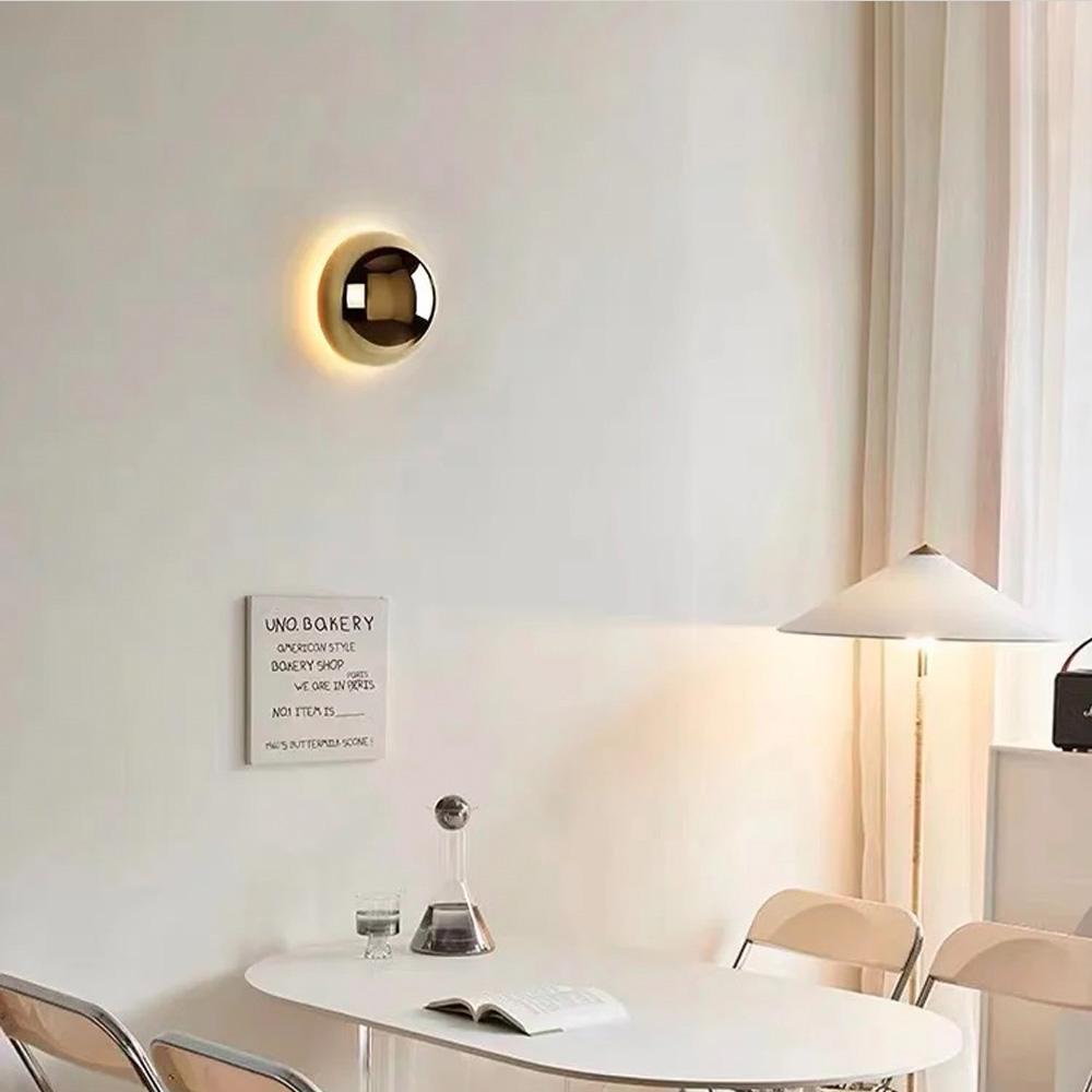 Modern Minimalist Silver Plated LED Wall Lamp Luxurious Nordic Circular Iron Design for Corridor Stairs Living Room Bathroom