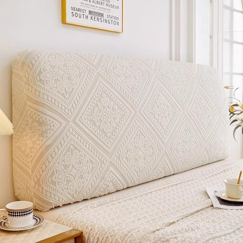 Jacquard Bed Headboard Cover Solid Color Elastic Bed Head Slipcover Bedroom Dust Cover All-inclusive Bed Backrest Cover