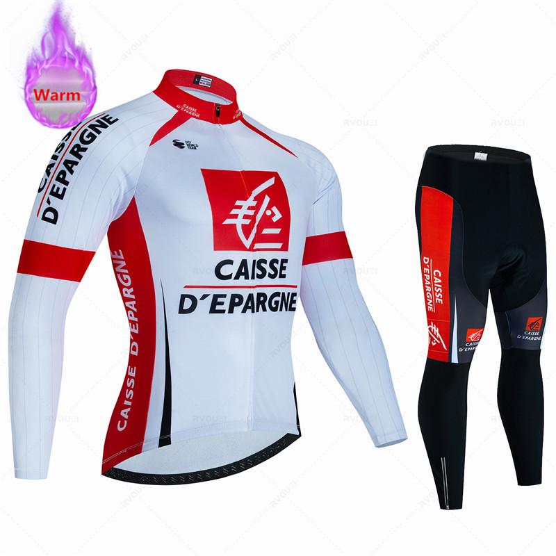 2026 Caisse D'Épargne Winter Thermal Fleece Cycling Jersey Set Team Bike Suit Mountian Bicycle Clothing Ropa Maillot Ciclismo Hombre