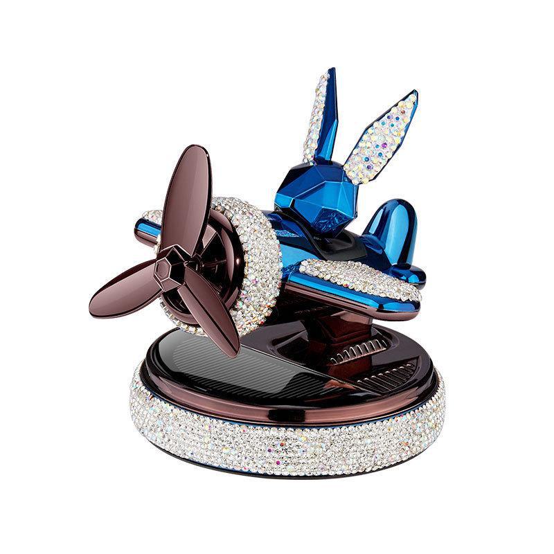 Diamond-Studded Solar-Powered Geometric Rabbit Car Perfume Ornaments
