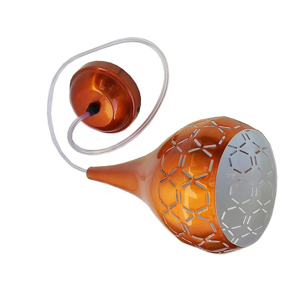 Metal Cut Hanging Light Ceiling Pendant Lamp, 6" Small, Orange