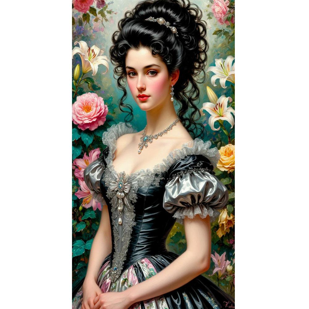 

Large Size Mosaic DIY Full Diamond Painting Kits Art Beautiful Aristocratic Girl Picture Embroidery Cross Stitch Rhinestones round 30x60cm белый
