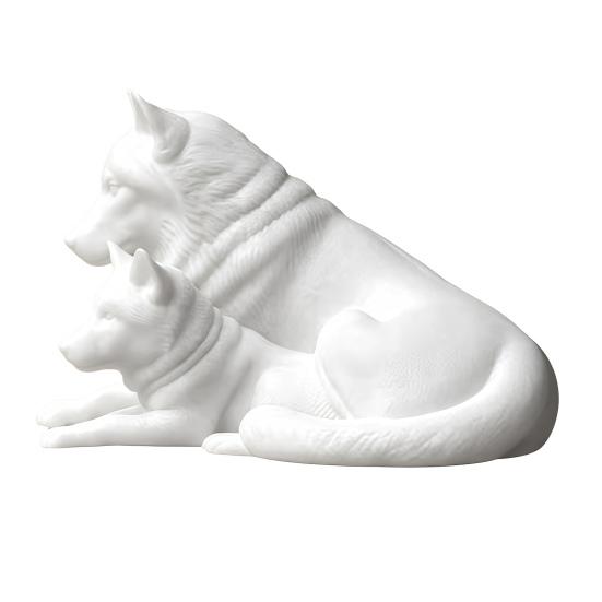 Symbolic Animal Ornaments for Office 3D Printed Wolf Figurine, Parent And Child Statue, Modern Nature Inspired Wildlife Home Accents Minimalist