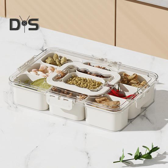 Contenedor para refrigerios con múltiples compartimentos, diseño de tapa transparente sin BPA, organizador para refrigerador, caja de almacenamiento de alimentos