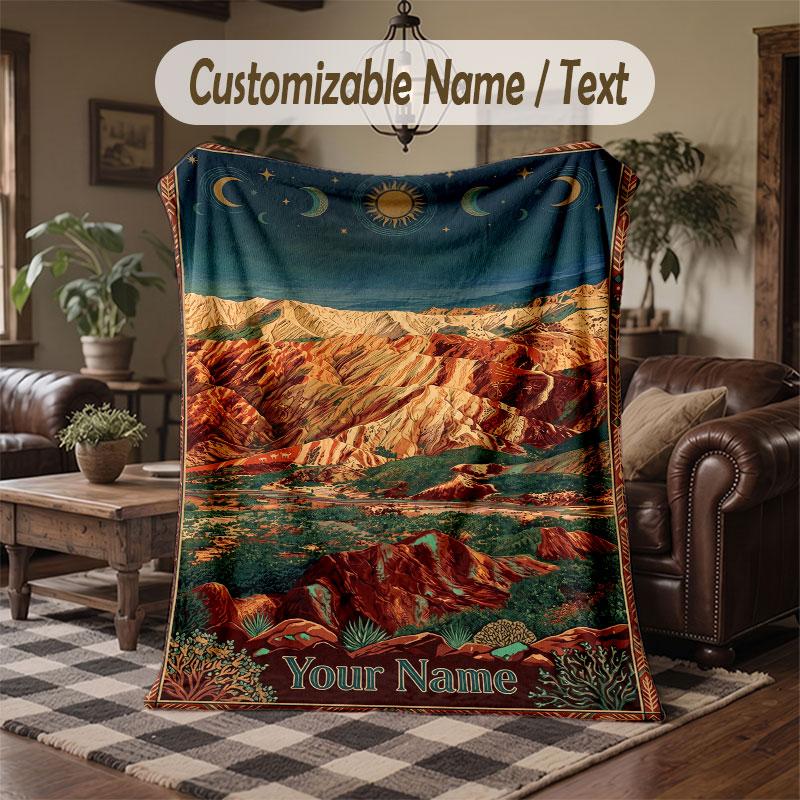 Space Cosmic Theme Throw Blanket Custom Name Text Personalized Blanket Soft Cozy Blanket for Home Sofa Bed