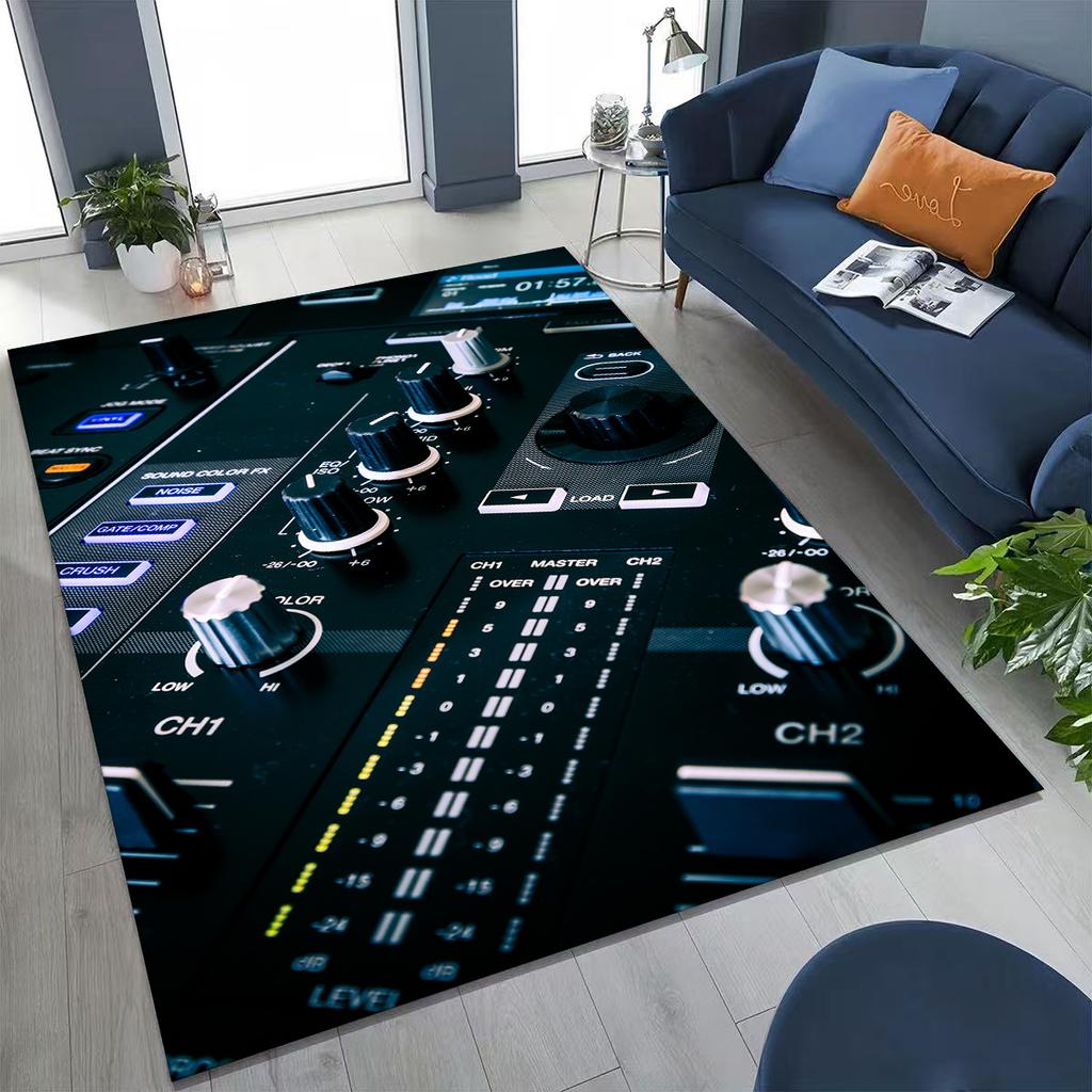 Vinyl Record Music Carpet DJ Screen Tape Rug for Bedroom Living Room Sofa Home Doormat Decor,Large Kid play Non-slip Floor Mat