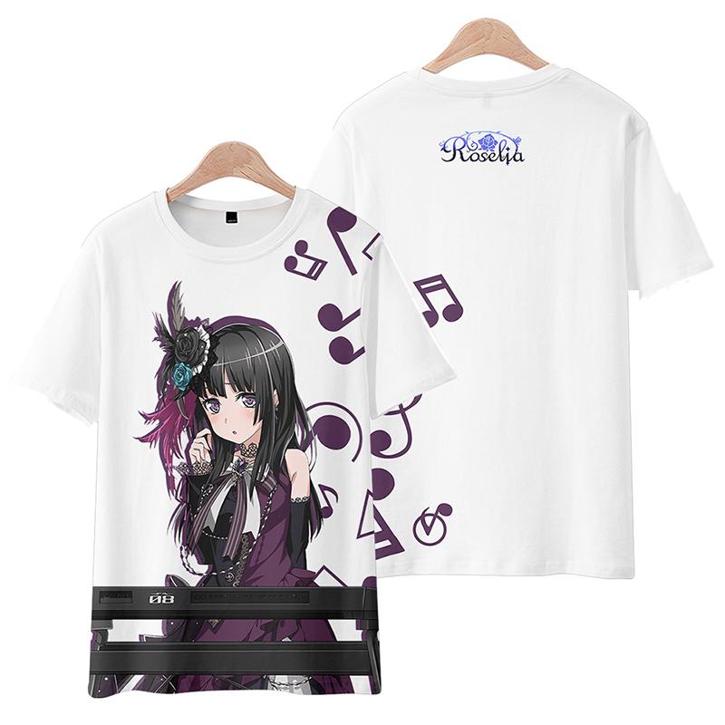 Roselia Anime Tee 2025 New BanG Dream Girl Band All Role Playing 3D Print T-shirt Summer Men Women Harajuku Short Sleeve Y2k Top