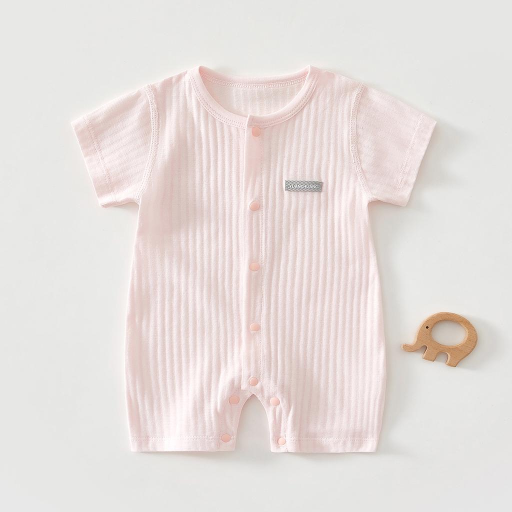 Newborn Baby Short Sleeve Romper, Lightweight Cotton Infant One Piece Outfit, Summer Baby Crawling Jumpsuit for Boys and Girls