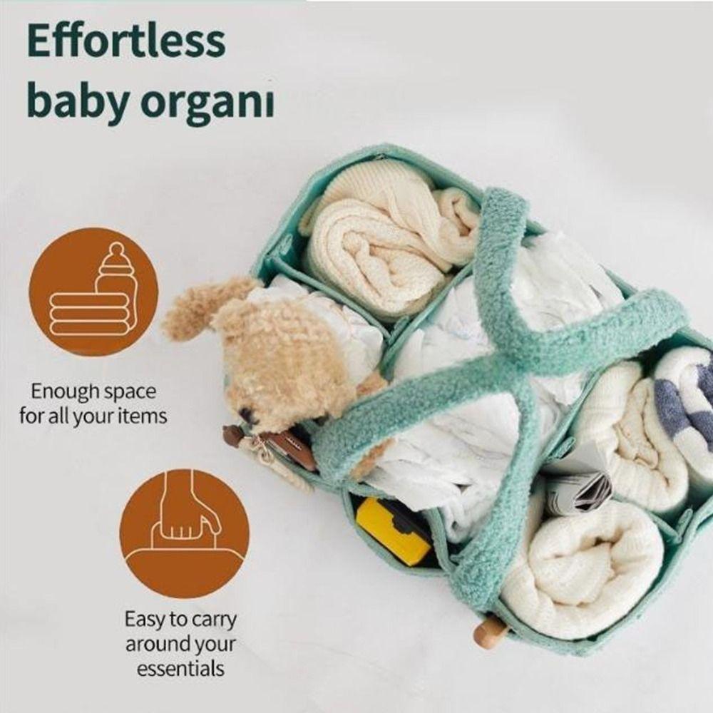 Reisehandtasche Plüsch Baby Wickeltasche Große Kapazität mit Griff Baby Wickelkorb Abnehmbarer Trenner Wickelorganizer Neugeborenes