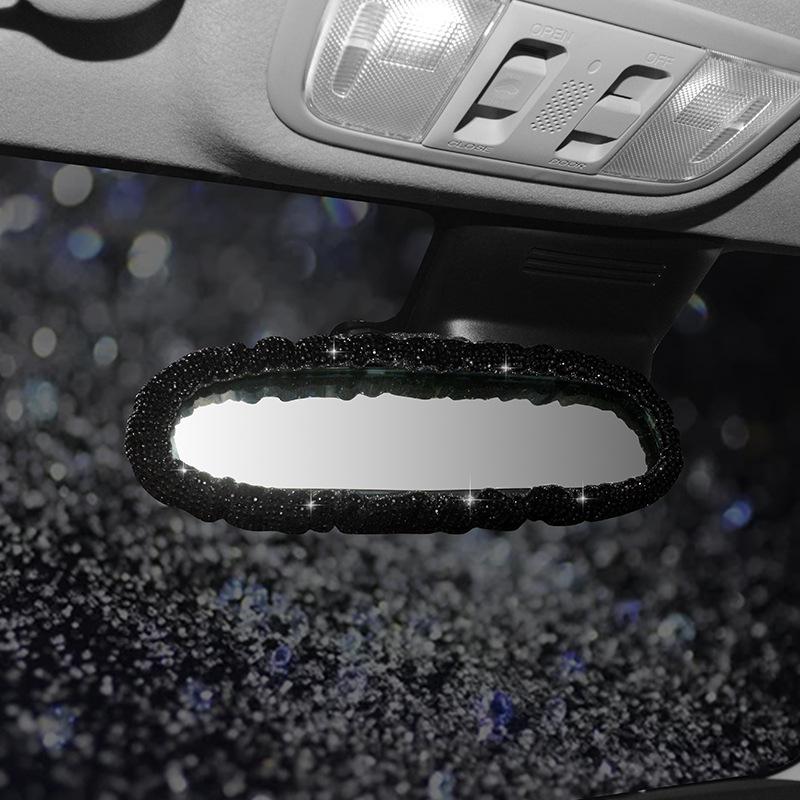 Zestaw do dekoracji samochodu z czarnymi diamentami: Pokrowce na kierownicę i uchwyty