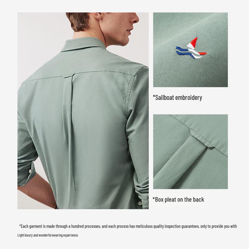 Navigare Men's 100% Cotton Long-Sleeve Antibacterial Shirt