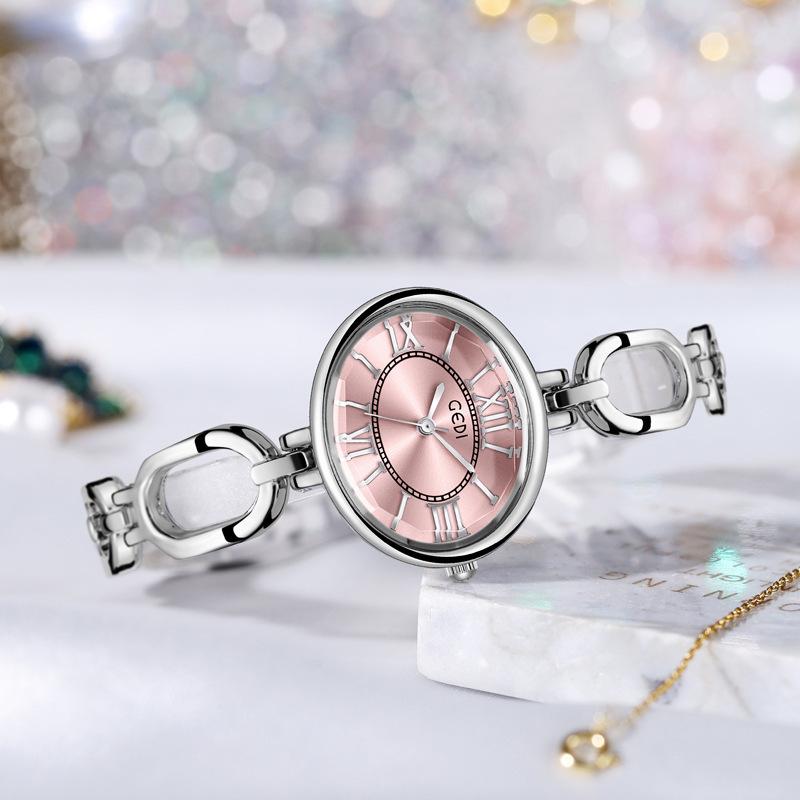 Relógio Oval Medieval para Mulheres com Nicho Relógio de Pulso Feminino Retro Romano de Alto Valor à Prova d'Água a Quartzo