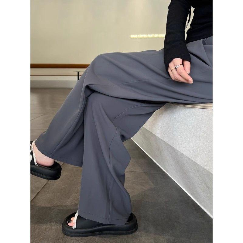

Loose Fit Wide-leg Trousers for Female In Spring Thin Drooping High-waisted Slim Suit Trousers Breathable Fabric Practical Daily Use S