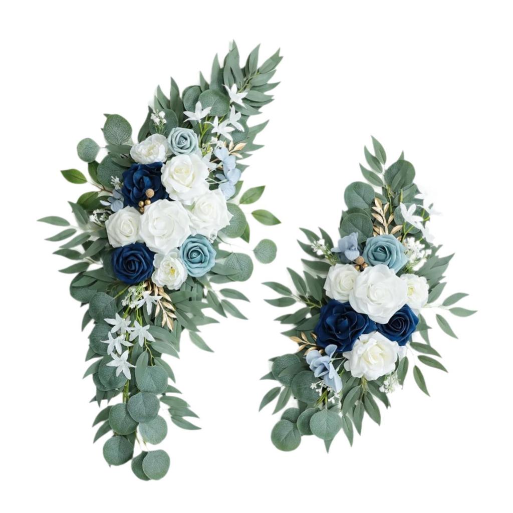2x Silk Flowers Ornament for Decorating Artificial Flower Swag Wedding Arch Wreath Floral Swag for Party Wedding Car Wall Door