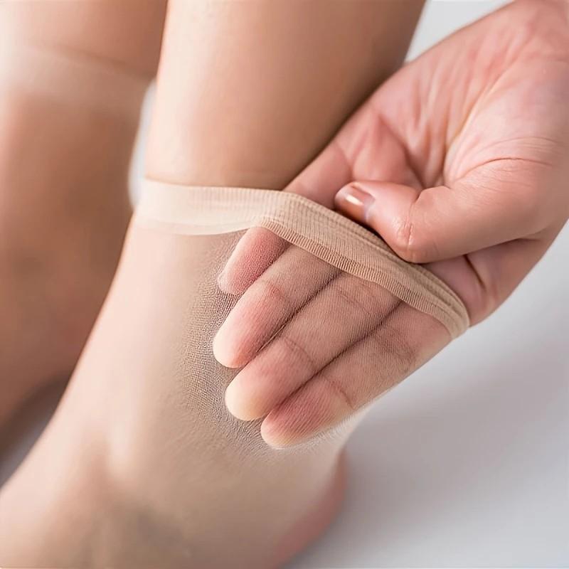 10 Pairs Women Transparent Thin Silk Stockings Summer Breathable Soft Comfortable Black Skin Tone Wear-Resistant Casual Socks