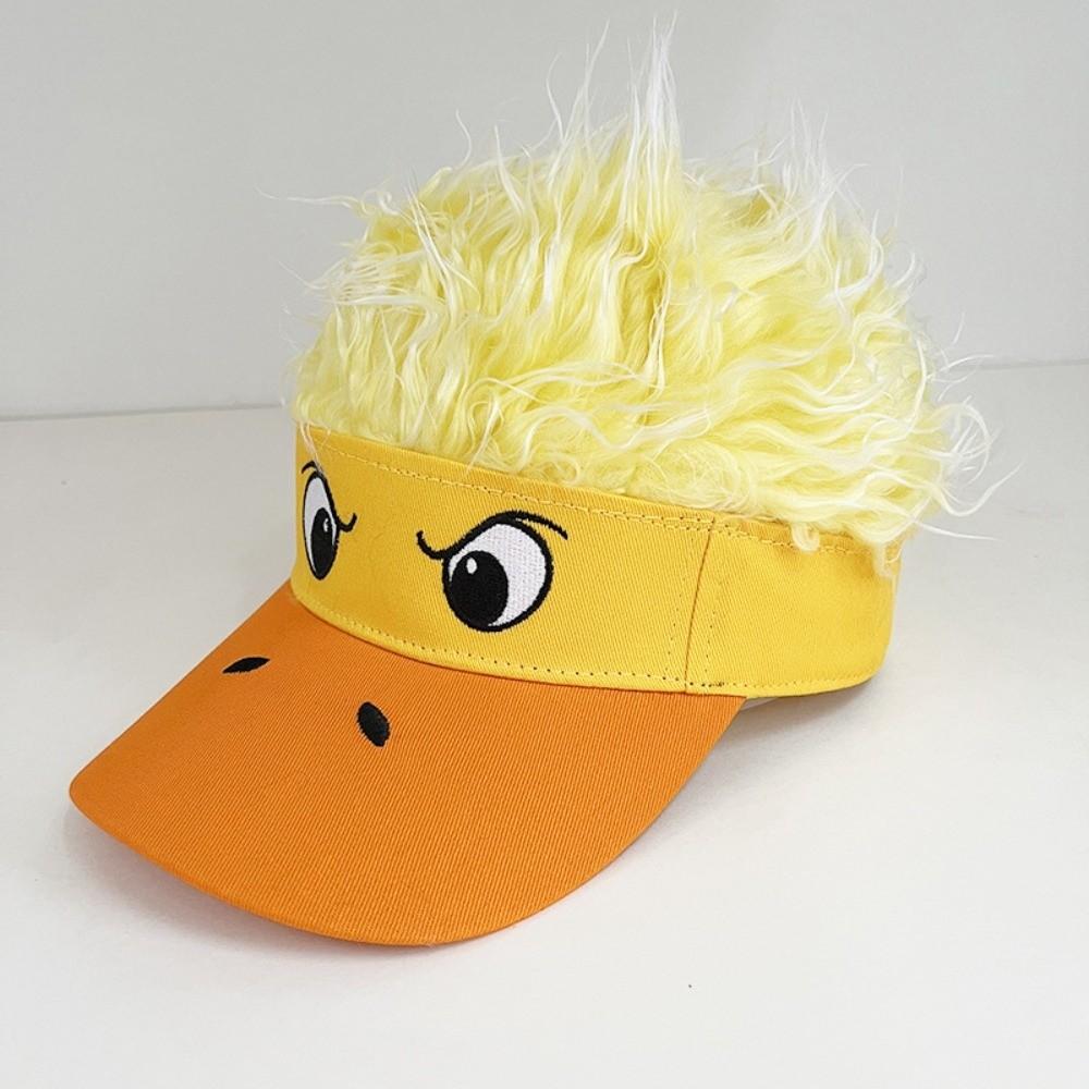 Lightweight Duckling Decorated Wig Cap Breathable Duck Tongue Cap Embroidered Baseball Cap  Cosplay Style A