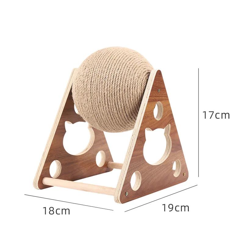 Wooden Cat Scratching Ball Grinding Claw Hand Wrapping Hemp Rope Cat Climbing Frame Scratch-resistant Toy