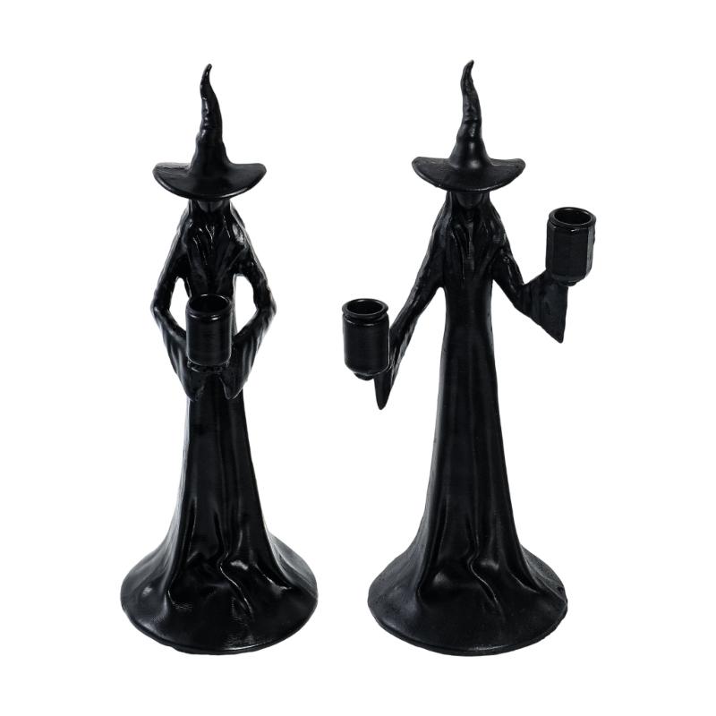 Halloween Witch Sculpture Candle Stand With Base Durable Resin For Party